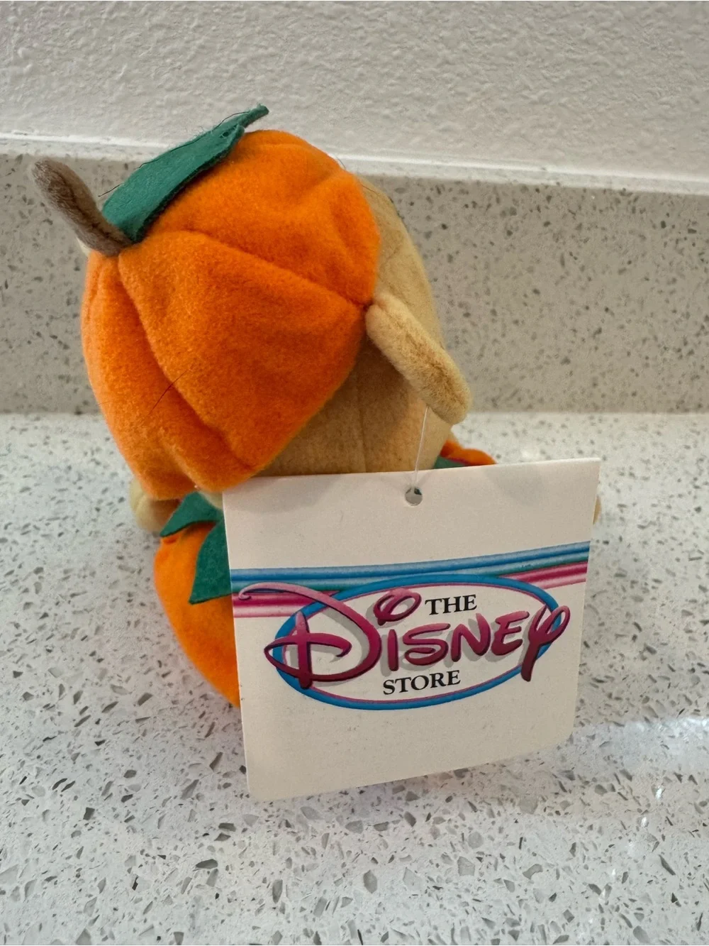 Disney Winnie the Pooh Plush in Orange Pumpkin Outfit with Green Collar